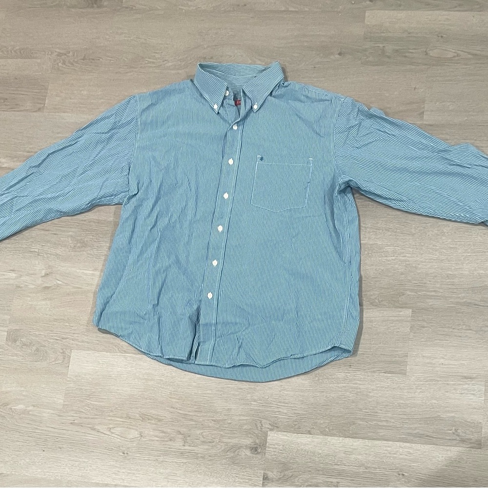 Izod Blue Casual Button Down Shirt